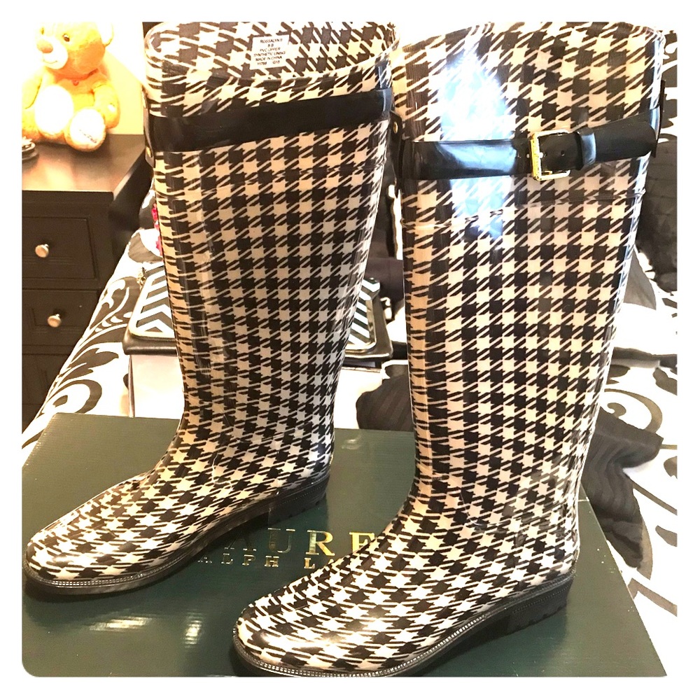 Ralph Lauren Houndstooth Rainboots. New w/o tags